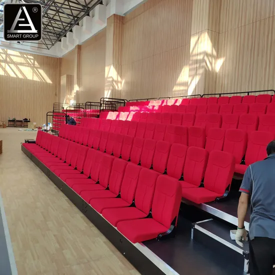 Indoor Electrical Control Telescopic Grandstand Portable Telescopic Tribune Stadium Gym Mobile Retractable Bleachers Seating System 