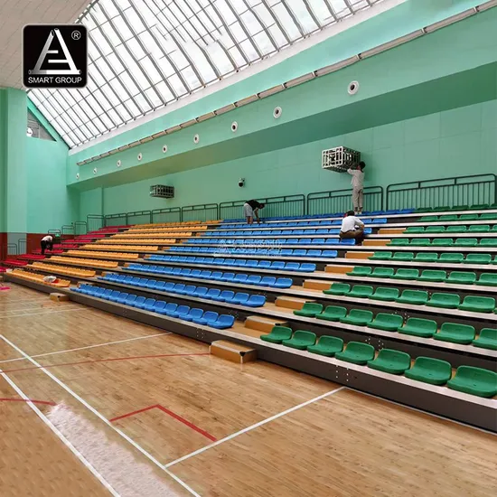 Smartsports Electrical Control Telescopic Grandstand Portable Tribune Stadium Bleachers Indoor Gym Mobile Retractable Seating System 